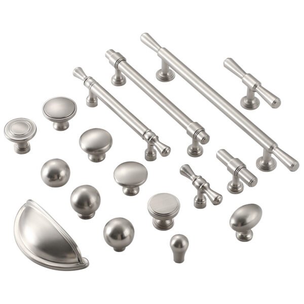 Brass Cabinet Door Knobs and Pulls - Silver