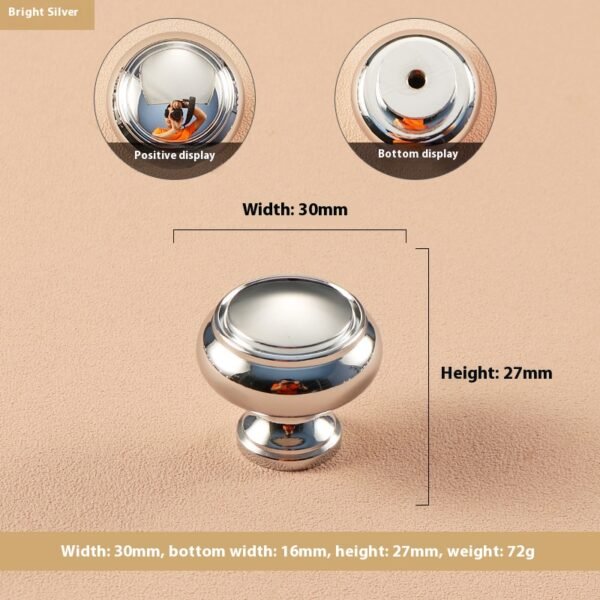 Kitchen Cabinet Door Knobs Copper, Bright Silver - Image 2